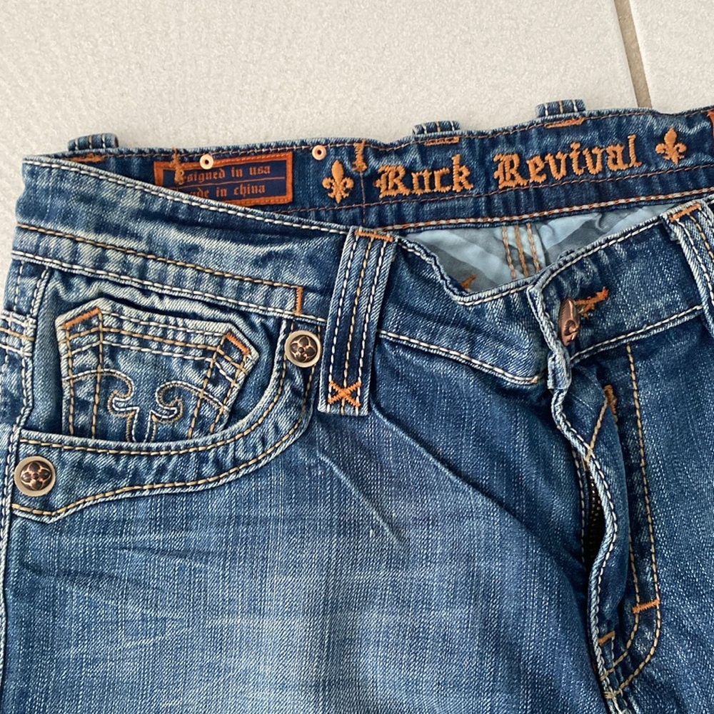 Vintage men’s Rock Revival denim Mick boot cut jeans size 36x30 - Picture 13 of 15